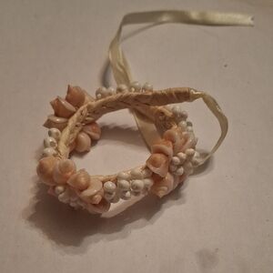 Shell and Pearl Bracelet with Ribbon